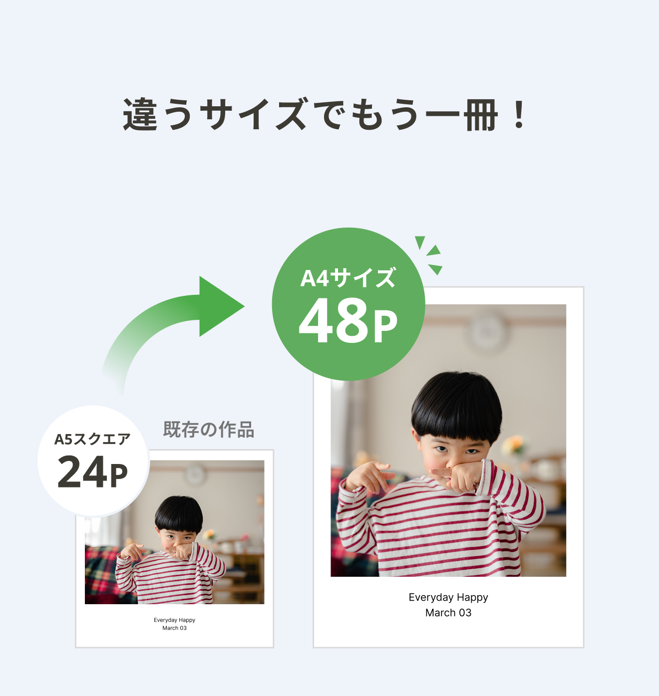 コピー時にサイズを変更してご注文いただけます(違うサイズでもう一冊)